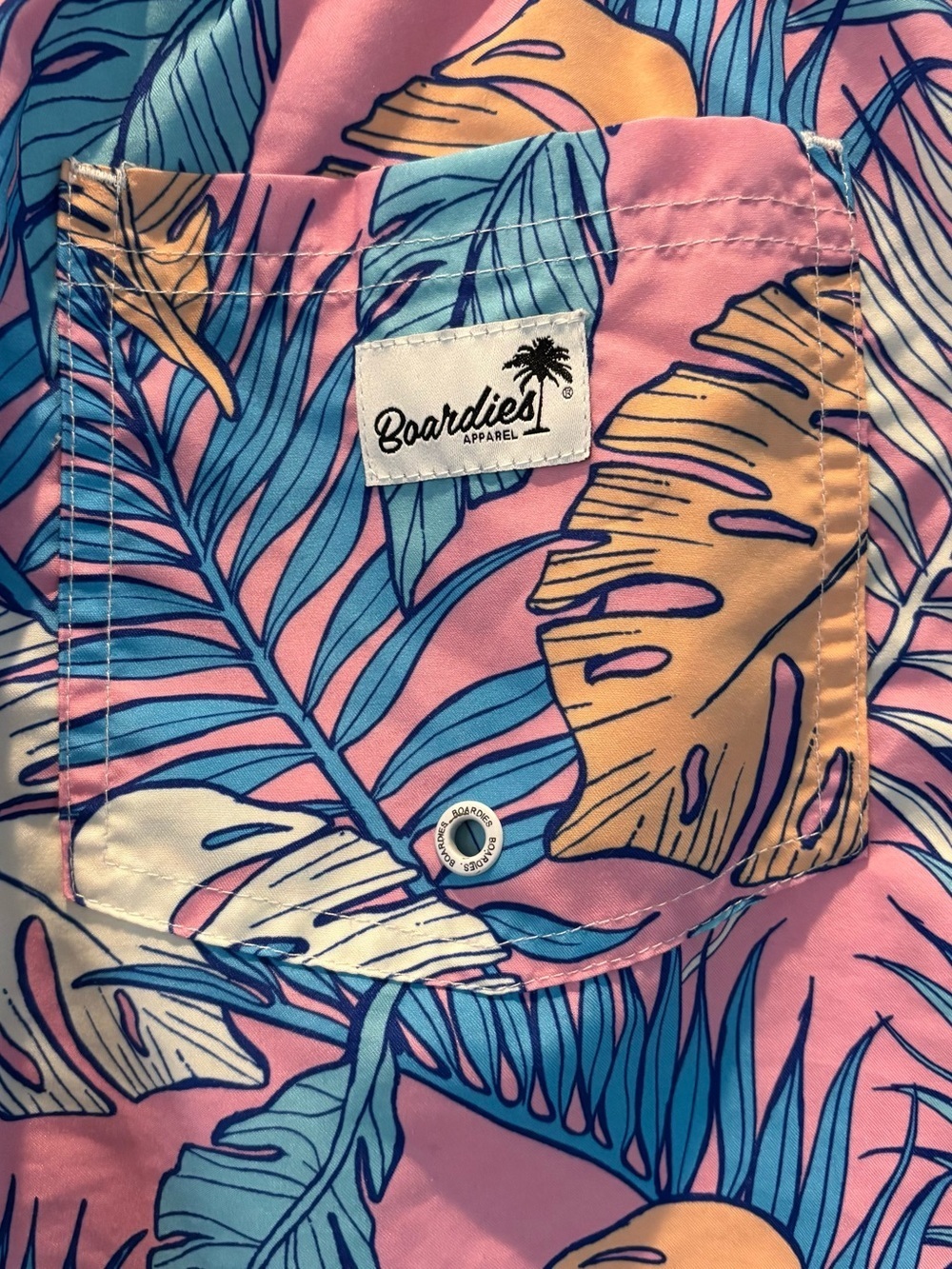 Men's Tropical Print Swim Trunks - Pink Multi - Picture 5 of 6